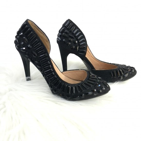 Chase + Chloe Heels  Rhinestone in Black - Picture 1 of 8